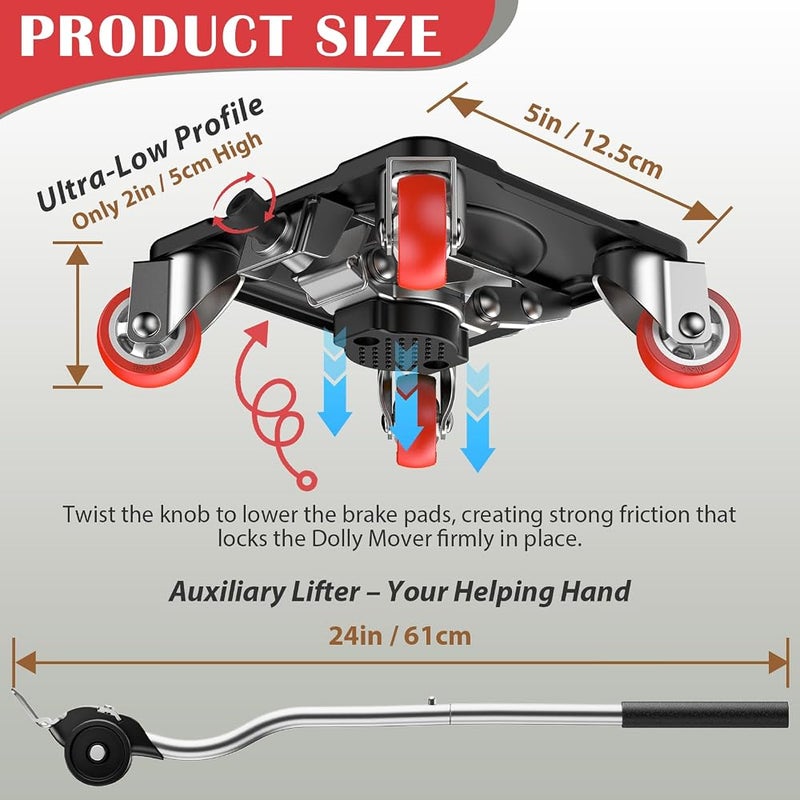 ONEON Furniture Mover Plus Parked Edition with Furniture Lifter, Periodic Moving Needs, Parking Lock Design, Lock Dollies for Long-Term Stability of Heavy Items, No Frequent Setup & Removal - Image 3