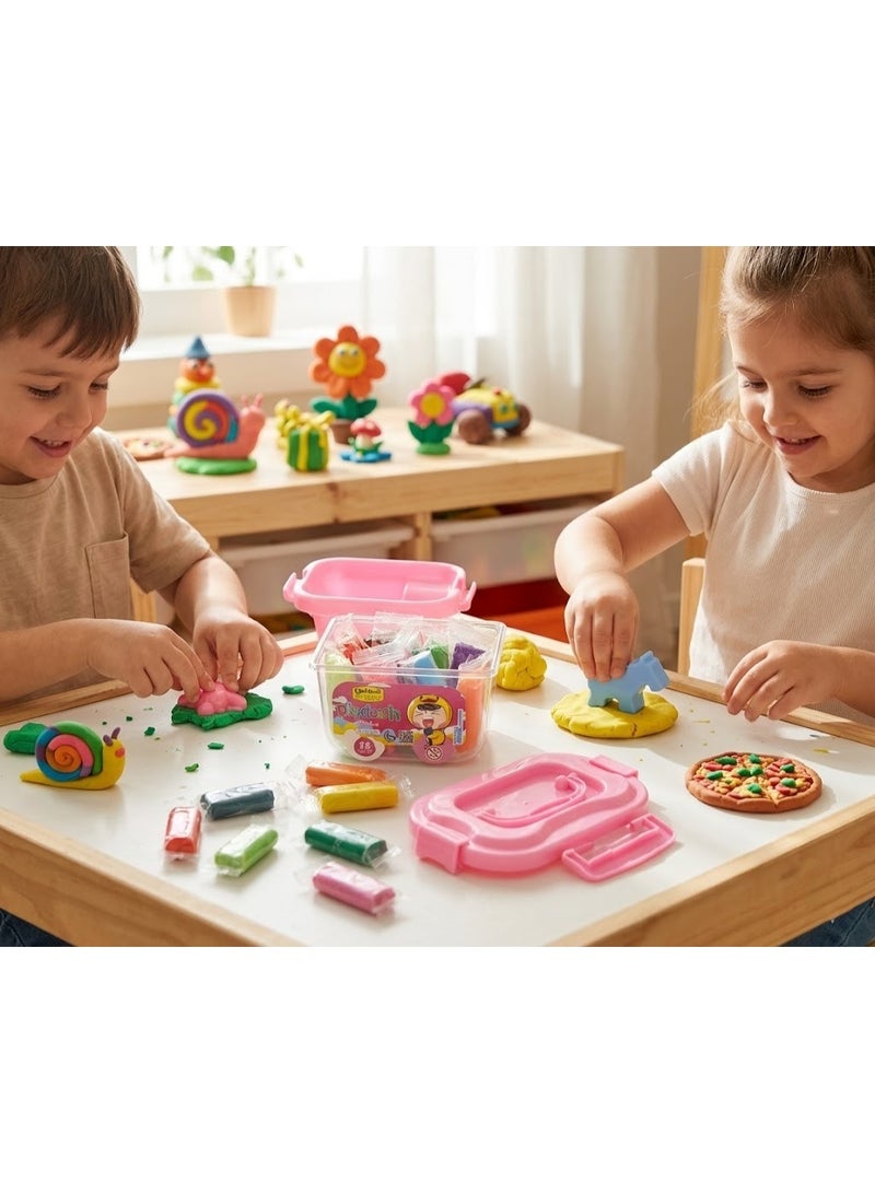 TOOLY Play Dough Set in Carry Case with Side-Lock Lid and 3D Shapes 12 color - Image 3