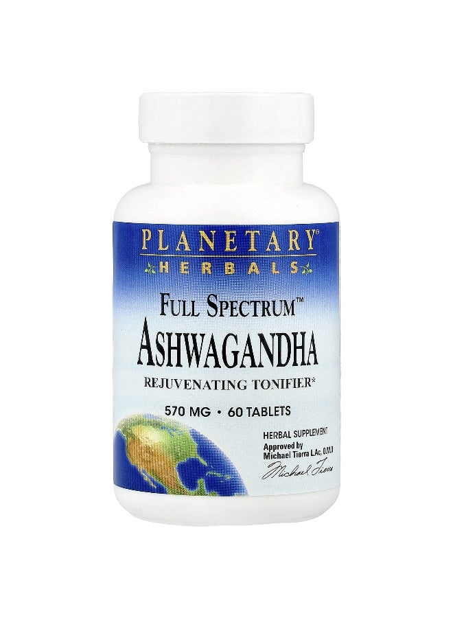 PLANETARY HERBALS Planetary Herbals, Full Spectrum™ Ashwagandha, 570 mg, 60 Tablets 