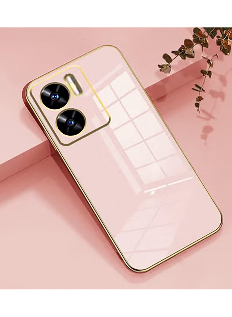 Compatible with OPPO Reno 13F cover, smooth veneer gold plated chrome, pink Thin and smooth shock-proof full protection OPPO Reno 13F case -pink - Image 4
