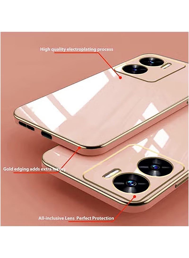 Compatible with OPPO Reno 13F cover, smooth veneer gold plated chrome, pink Thin and smooth shock-proof full protection OPPO Reno 13F case -pink - Image 3