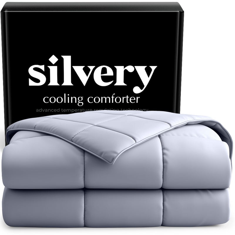 Silvery Silver-Infused Cooling Comforter â€“ Award-Winning Self-Cooling Blanket for Hot Sleepers with Self-Cleaning Silvery Technology for Sweat-Free & Cool Sleep (Gray, Full/Queen (90" x 90")) - Image 1