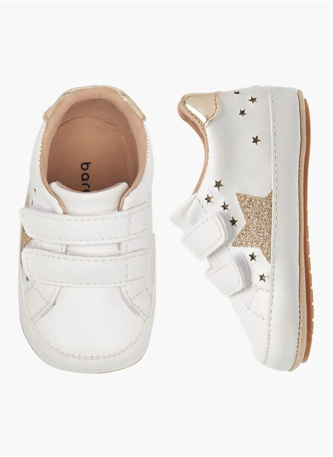Barefeet Girls Star Cutwork Detail Booties with Hook and Loop Closure