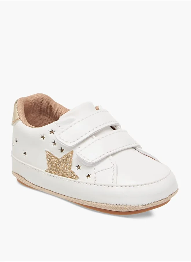 Barefeet Girls Star Cutwork Detail Booties with Hook and Loop Closure