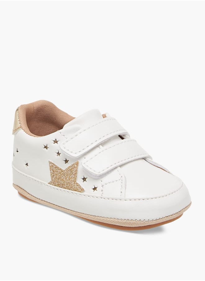 Barefeet - Girls Star Cutwork Detail Booties with Hook and Loop Closure - Image 1