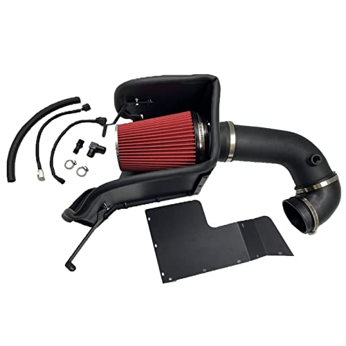 OBUYTO 4-Inch Cold Air Intake Kit with Heat Shield + Filter Compatible for Dodge Ram 1500 2500 500 1500 Classic 5.7L V8 Engine 2009-2019 (Black Tube & Red Filter) - Image 1
