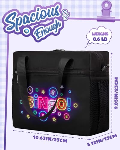 FOKDUVB Bingo Bag for Daubers Dabbers Dobbers Dotters Water Resistant Bingo Accessories Bag with Pockets for Adults Seniors (Black) - Image 4