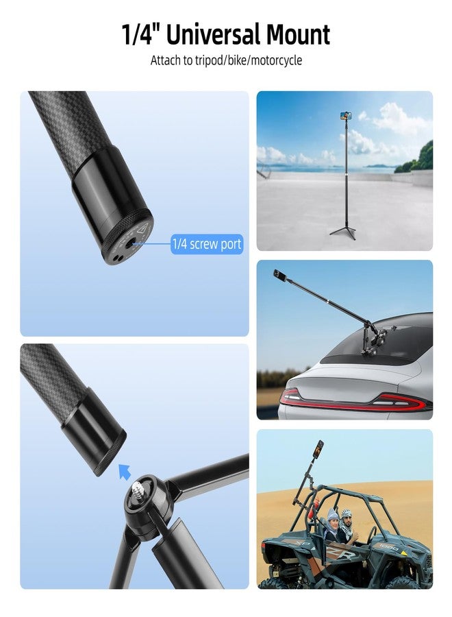 BRDRC 3m Selfie Stick for Insta360 X5 X4 Air, 118 Inch Carbon Fiber Invisible Ultra Long Extension Pole for Insta 360 ONE X5 X4 X3 RS, for DJI OSMO 360 Accessories (with Go Pro Adapter, Storage Bag) - Image 4