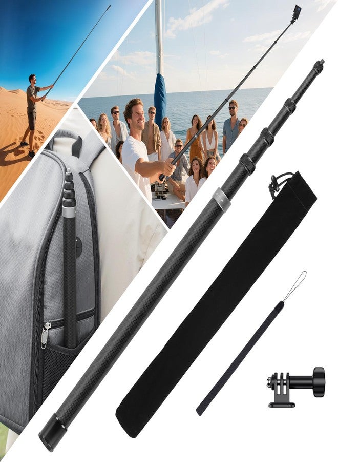 BRDRC 3m Selfie Stick for Insta360 X5 X4 Air, 118 Inch Carbon Fiber Invisible Ultra Long Extension Pole for Insta 360 ONE X5 X4 X3 RS, for DJI OSMO 360 Accessories (with Go Pro Adapter, Storage Bag) - Image 1