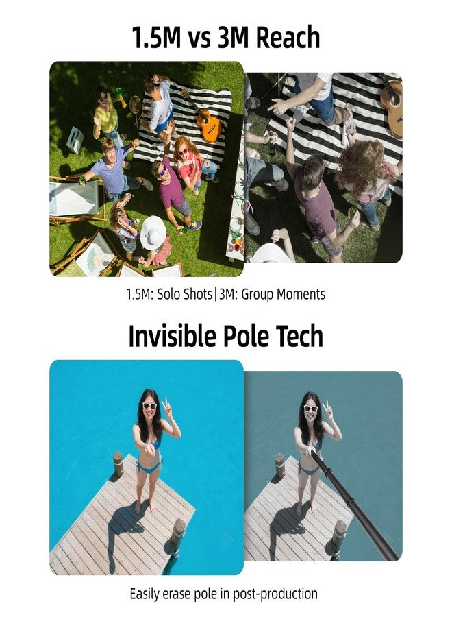 BRDRC 3m Selfie Stick for Insta360 X5 X4 Air, 118 Inch Carbon Fiber Invisible Ultra Long Extension Pole for Insta 360 ONE X5 X4 X3 RS, for DJI OSMO 360 Accessories (with Go Pro Adapter, Storage Bag) - Image 2