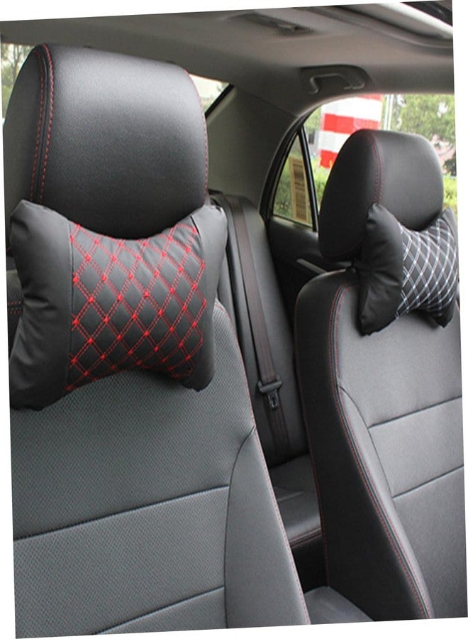 HEALLILY Car Headrest Pillow: Comfortable Neck Support Cushion for Car - Microfiber Leather Universal Fit for All Vehicles - 10 23 X 7 08 X 3 14 Inch Red Design - Image 4