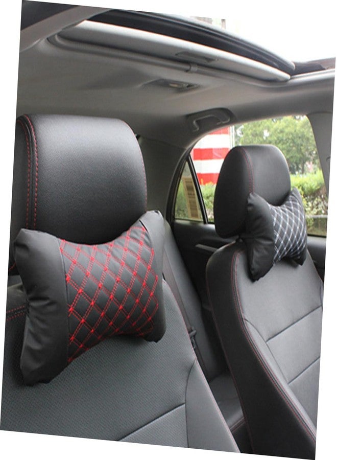 HEALLILY Car Headrest Pillow: Comfortable Neck Support Cushion for Car - Microfiber Leather Universal Fit for All Vehicles - 10 23 X 7 08 X 3 14 Inch Red Design - Image 2