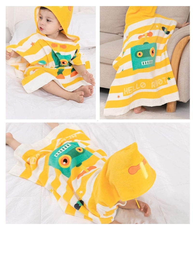 Excefore Kids Bath TowelChildren Hooded Towel Microfiber Bath Towel Super Soft Robe Poncho Bathrobe for Boys Girls Swimming Beach Holiday Water Playing Cartoon Animal Pattern (Robot)  - Image 5