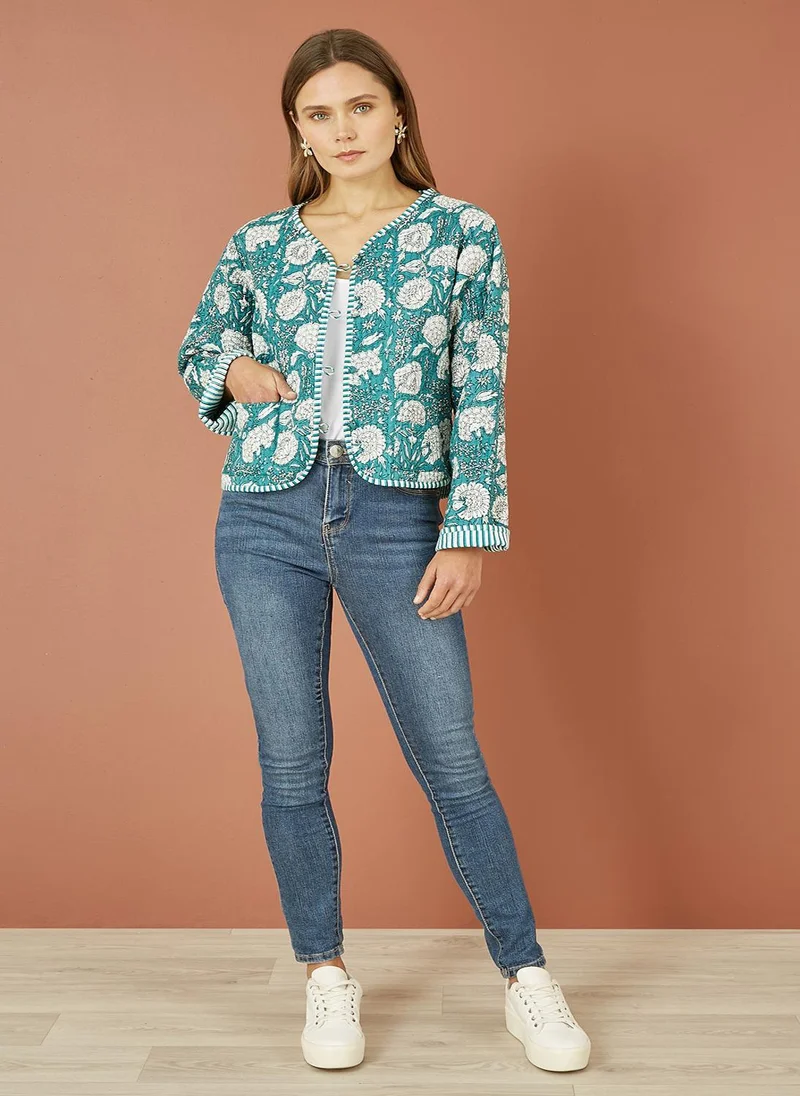 Yumi Floral Patchwork Reversible Cotton Jacket