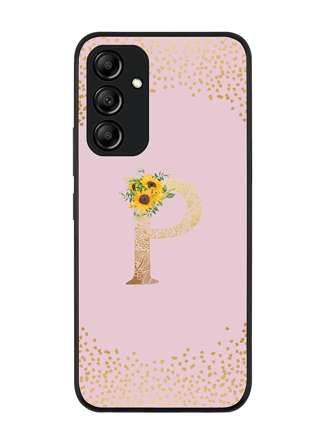Stylizedd Rugged Black edge case for Samsung Galaxy A34 5G Slim fit Soft Case Flexible Rubber Edges Anti Drop TPU Gel Thin Cover - Custom Monogram Letter Floral Pattern Alphabet - P (Pink) - Image 1