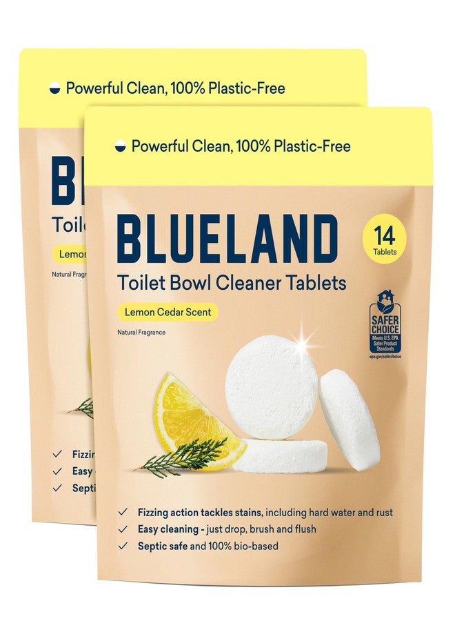 BLUELAND Toilet Bowl Cleaner Tablets, 2-Pack, 28 Count, Lemon Cedar, Plastic-Free, No Harsh Chemicals, Plant-Based - Image 1