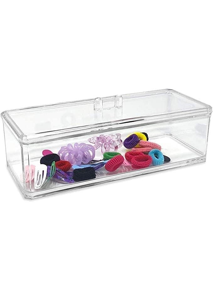 Clear Acrylic Rectangular Stackable Storage Organizer with Lid – Multi-Functional Drawer Tray for Bathroom, Kitchen, Home, Office & Desk - Image 2