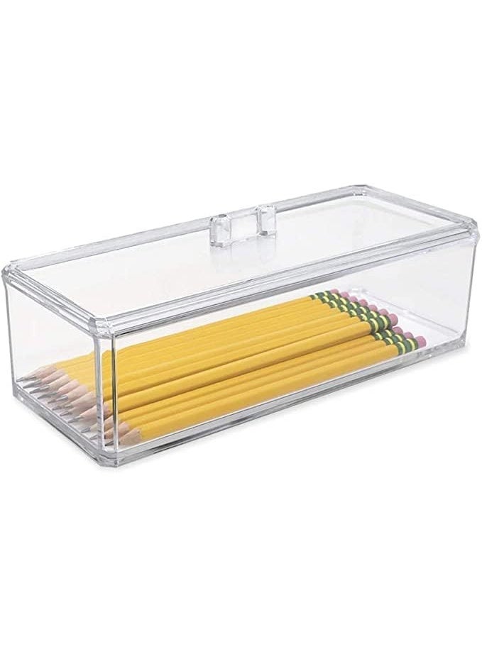Clear Acrylic Rectangular Stackable Storage Organizer with Lid – Multi-Functional Drawer Tray for Bathroom, Kitchen, Home, Office & Desk - Image 5