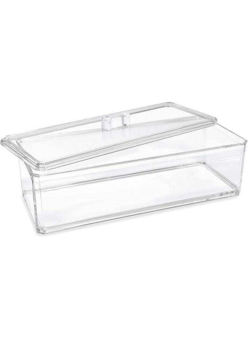 Clear Acrylic Rectangular Stackable Storage Organizer with Lid – Multi-Functional Drawer Tray for Bathroom, Kitchen, Home, Office & Desk - Image 1