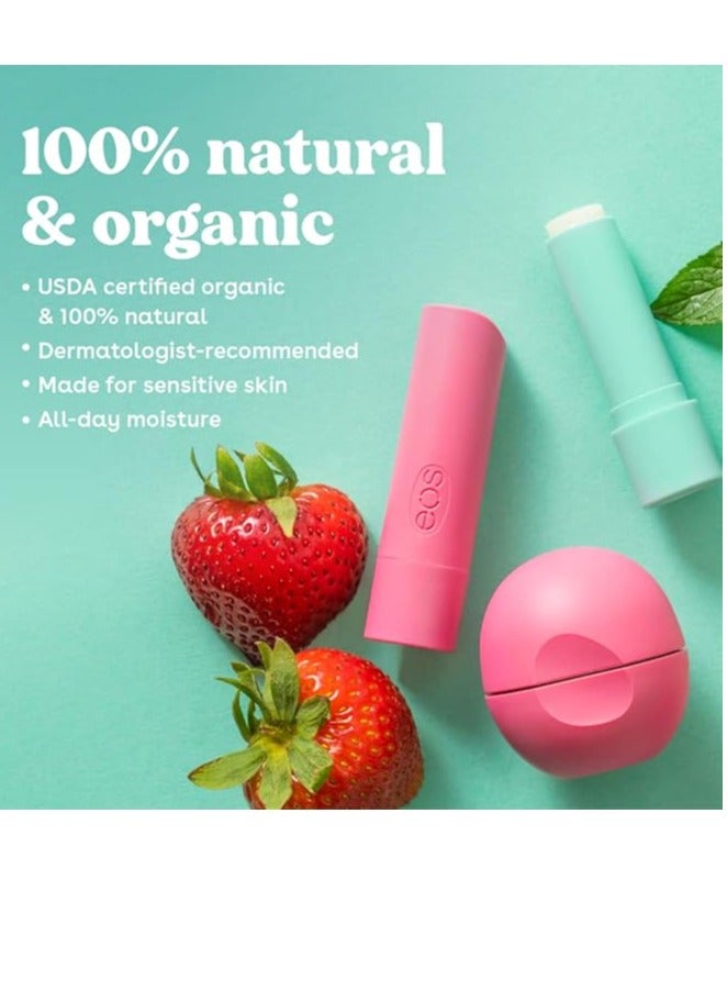 إي أو اس مرطب الشفاه العضوي من إي أو إس بنكهة الرمان والتوت والفانيليا وشربات الفراولة والنعناع الحلو - Image 2