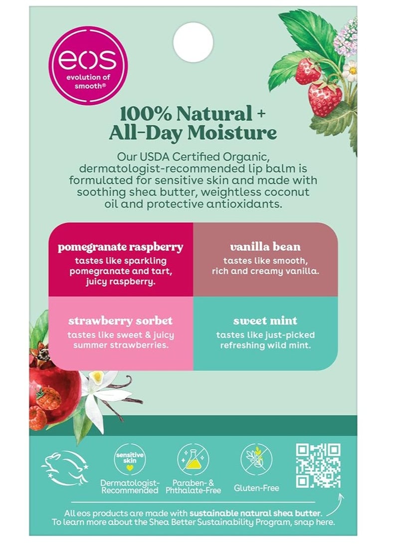 إي أو اس مرطب الشفاه العضوي من إي أو إس بنكهة الرمان والتوت والفانيليا وشربات الفراولة والنعناع الحلو - Image 3