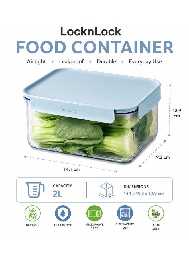 LocknLock Classic Plus Rectangle Food Container â€“ 2L Mint, 4-Side Locking, Stackable & Leakproof - Image 2