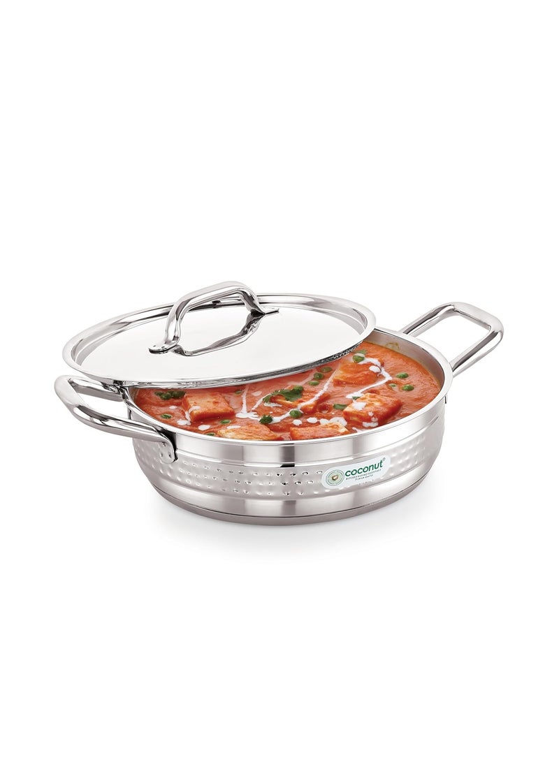 coconut Elementary Stainless Steel Hammered Design Capsulated Skillet for Cook n Serve - 1 Unit - Capacity - 2500ML - Image 4