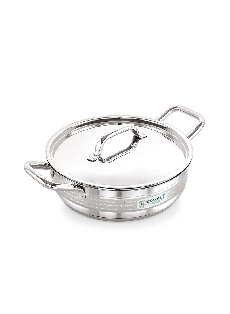 coconut Elementary Stainless Steel Hammered Design Capsulated Skillet for Cook n Serve - 1 Unit - Capacity - 2500ML - Image 1