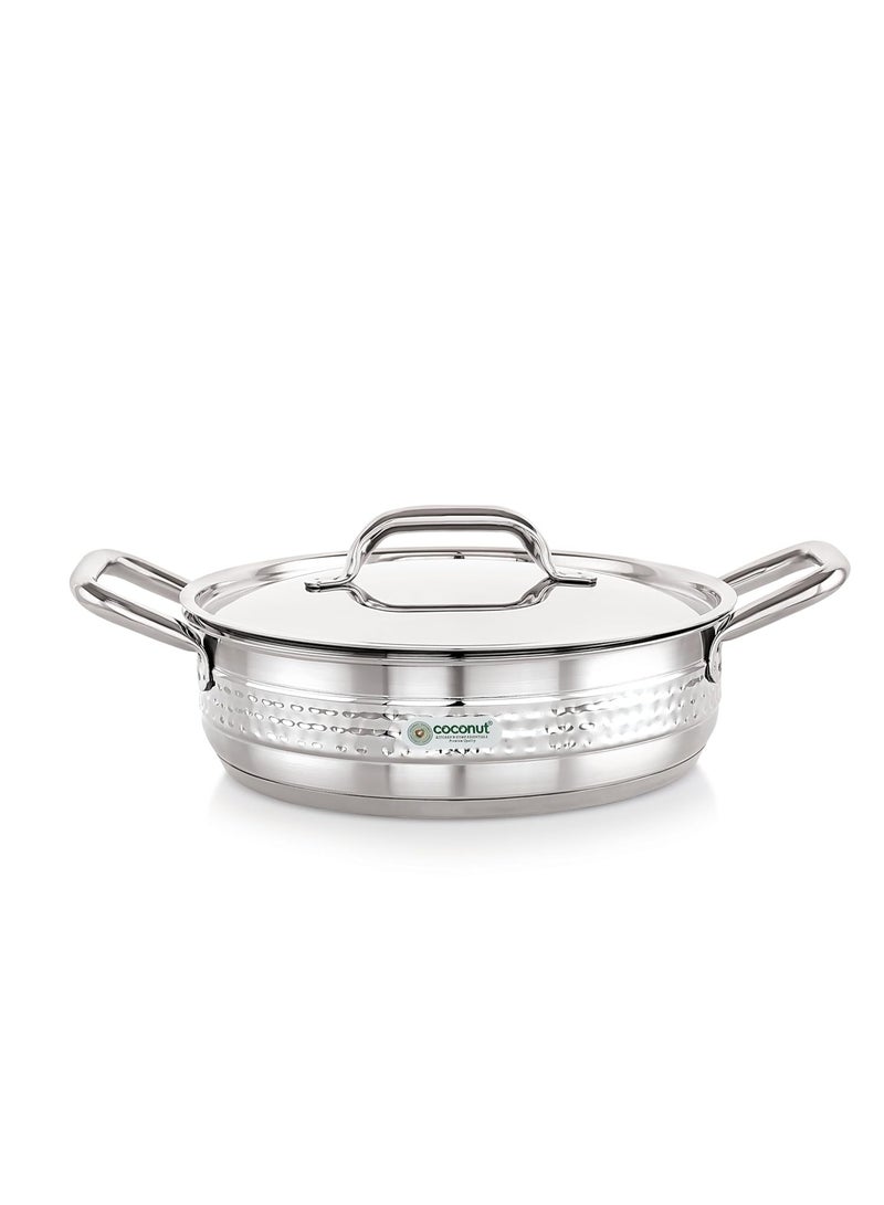 coconut Elementary Stainless Steel Hammered Design Capsulated Skillet for Cook n Serve - 1 Unit - Capacity - 2500ML - Image 2