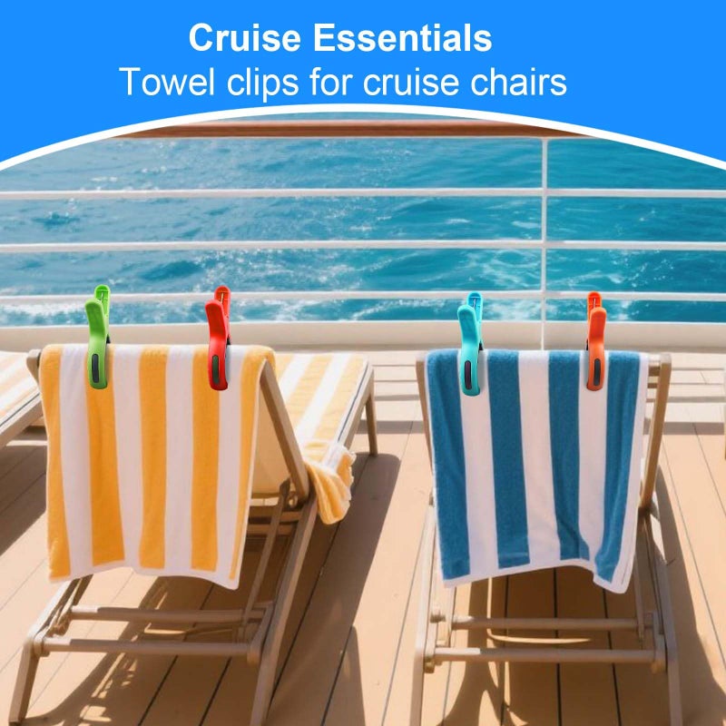 KEYBOO Large Beach Towel Clips for Beach Chair, Heavy-Duty Plastic Clothes Pins, Towel Clips for Beach Chairs Cruise-Keep Your Towel from Blowing Away, Vacation Beach Must Have Beach Chair Clips - Image 2