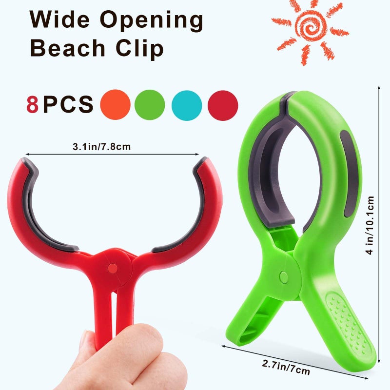 KEYBOO Large Beach Towel Clips for Beach Chair, Heavy-Duty Plastic Clothes Pins, Towel Clips for Beach Chairs Cruise-Keep Your Towel from Blowing Away, Vacation Beach Must Have Beach Chair Clips - Image 5