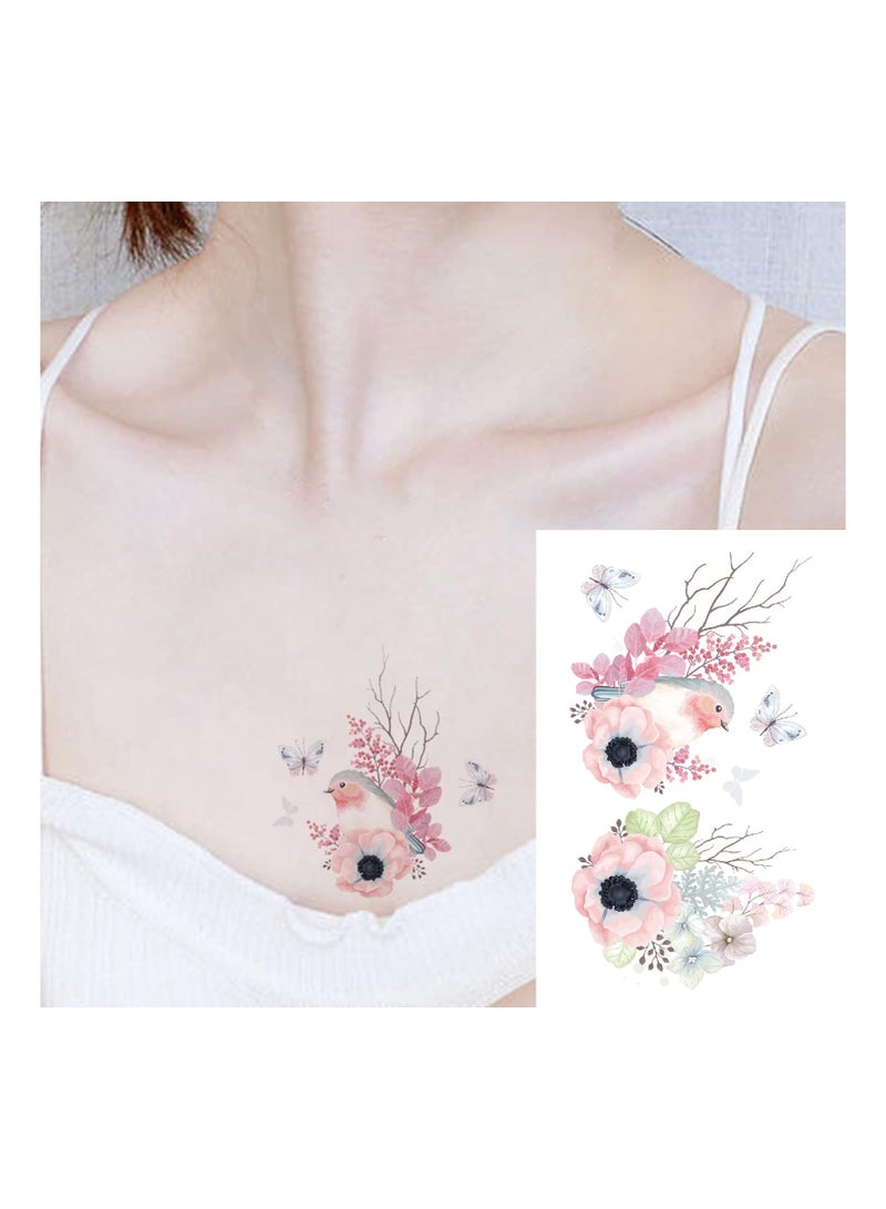 SOLARAE 50 Sheets Waterproof Floral Butterfly Temporary Tattoo Stickers for Women - Arm, Neck, and Face Designs - Stylish and Fun Temporary Tattoos Set - Image 3
