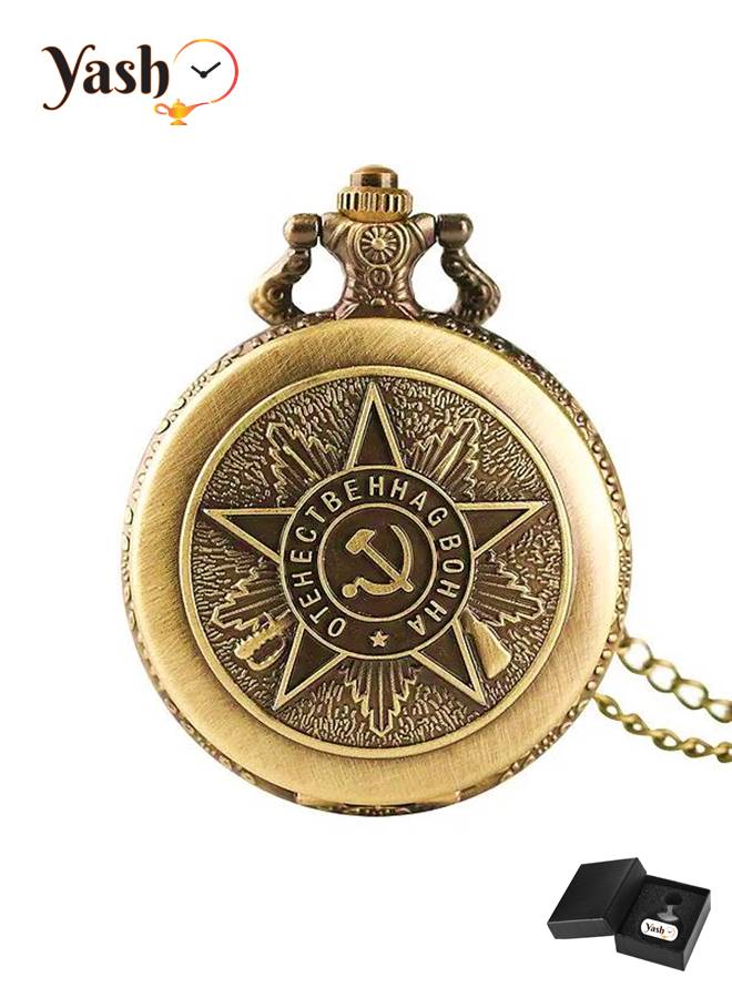 Yash Vinatge Soviet Union Flag Hammer and Sickle Design Quartz Pocket Watch - Image 2