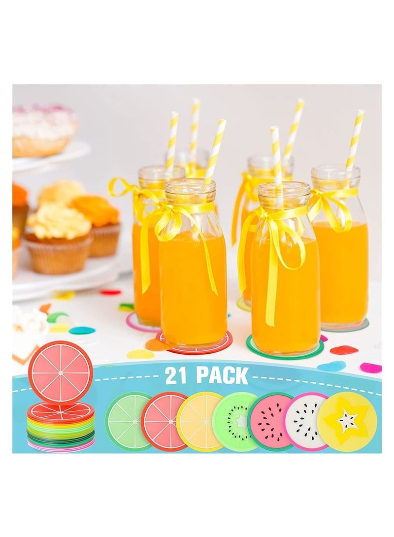 Captaintech 21 Pcs Fruit Coasters Cute Non-Slip Coasters Insulated Color Coasters Funny Sliced Silicone Coasters for Drinks Prevent Furniture and Tabletops - Image 5