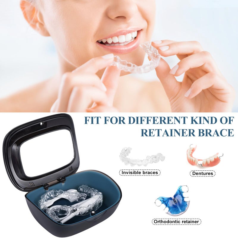 LONGMON Double Layer Aligner Case Retainer Case With Mirror, Retainer Holder With Remover Tool And Cleaning Brush With Vent Holes Compatible With Aligner Case, Retainer Case,Orthodontic Supplies Case - Image 5