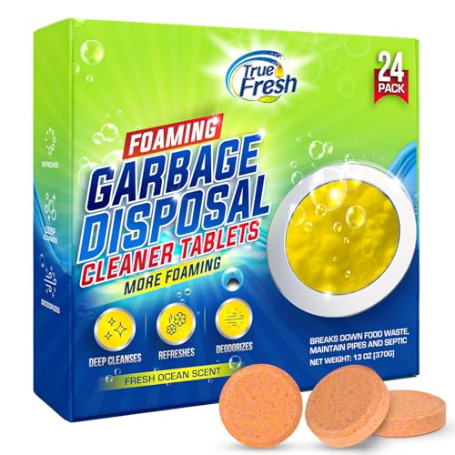 True Fresh Garbage Disposal Cleaner – 24-Pack Foaming Sink and Drain Deodorizer Tablets, Powerful Cleaning Solution for Odor Removal and Maintenance – Works with All Disposals - Image 1
