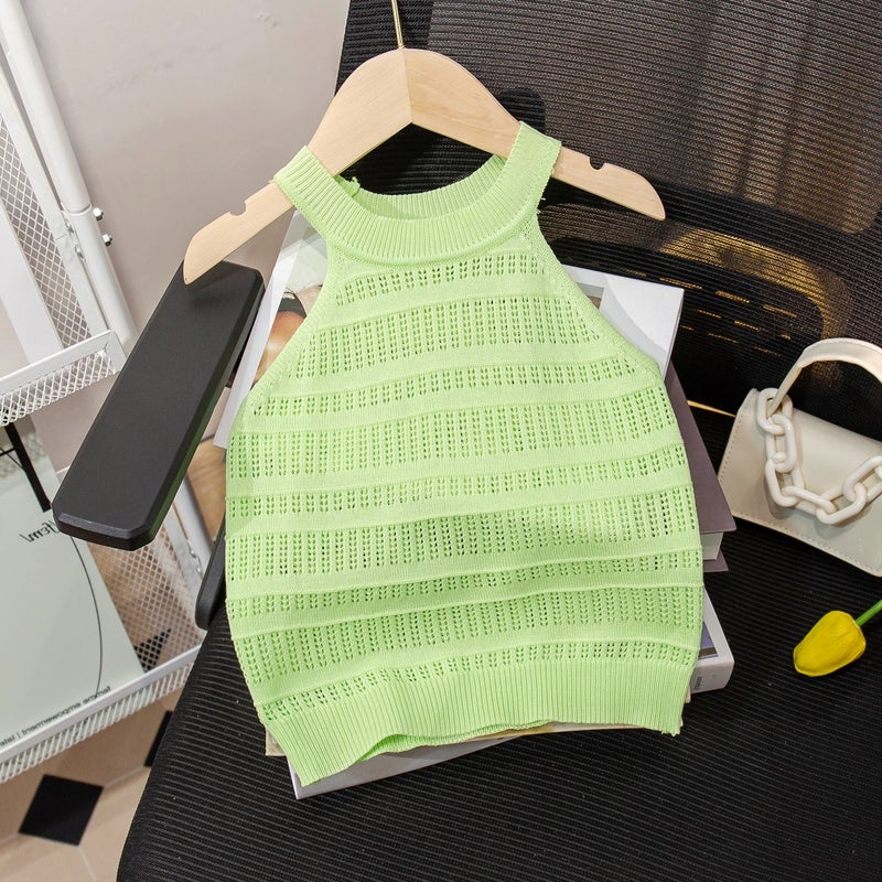 2025 New Girls Summer Suspenders Baby Style Tops Children's Summer Cute Easiest for Match Round Neck Thin Vest - Image 5