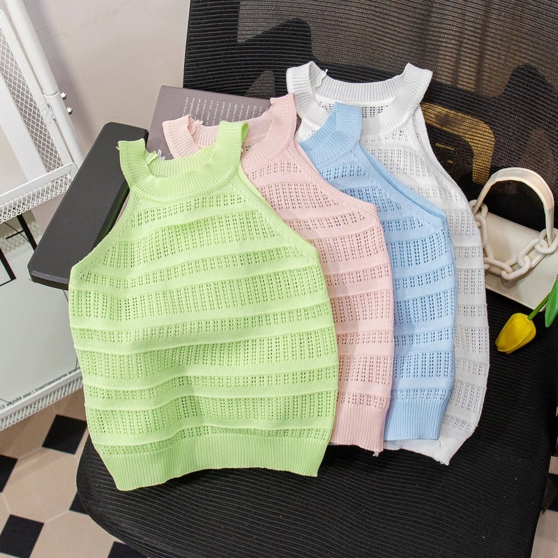 2025 New Girls Summer Suspenders Baby Style Tops Children's Summer Cute Easiest for Match Round Neck Thin Vest - Image 2
