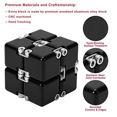 Lifidea Aluminum Alloy Metal Infinity Cube Fidget Cube 6 Colors Handheld Fidget Toy Desk Toy with Cool Case Infinity Magic Cube Relieve Stress Anxiety ADHD OCD for Kids and Adults Black - Image 5