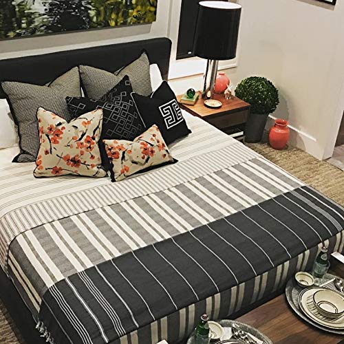Bersuse Towels Anatolia XL Beach Blanket Throw Blanket Turkish Towel 100% Cotton Extra-Large Quick-Dry Lightweight Premium Peshtemal Towel - 61x82 Inches, Black - Image 4