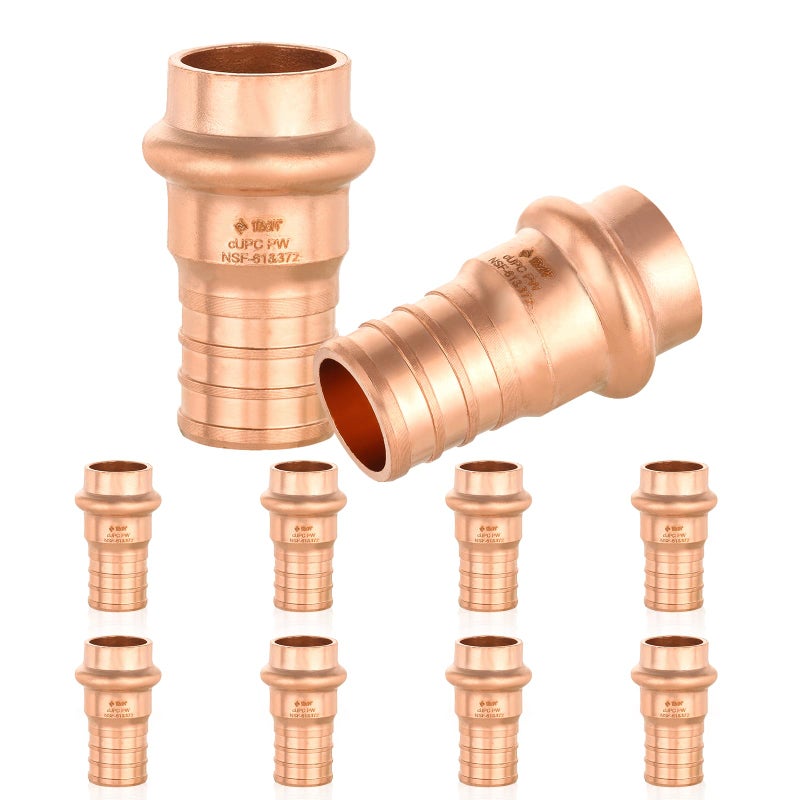 HeSun 10Pack HeSun Copper Press Fitting Adapter12 PRESS X 34 PEX F1807 Crimp CouplingPRESS013 - Image 2
