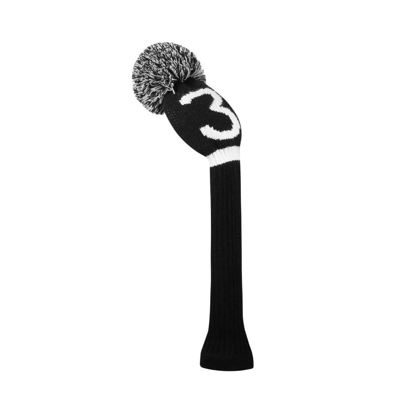 Scott Edward Black Knit Golf Club Cover for Woods and Driver Head Covers Protect Driver Wood(460cc) Fairway Wood and Hybrid/UT Set with Big Number (1 FW(Number 3)