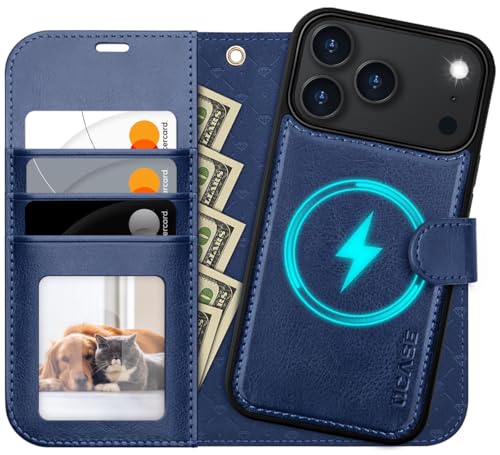 OCASE for iPhone 17 Pro Detachable Wallet Case with Card Holder, 2 in 1 PU Leather Flip Folio with RFID Blocking Stand Wrist Strap Shockproof Phone Cover 6.3 Inch 2025, Blue - Image 1