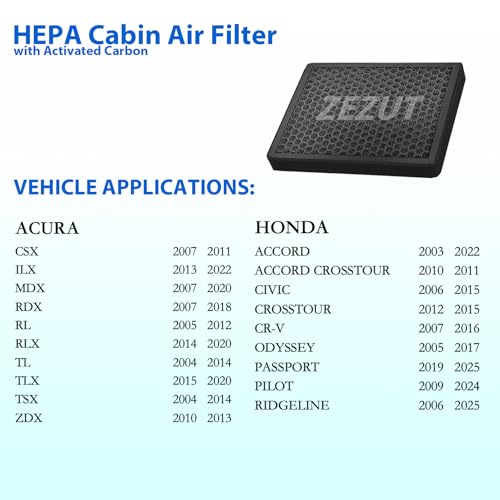 ZEZUT Activated Carbon Cabin Air Filter, Durable and sturdy, Replacement for Honda Accord/Civic/Odyssey/CR-V (2 PCS) - Image 2