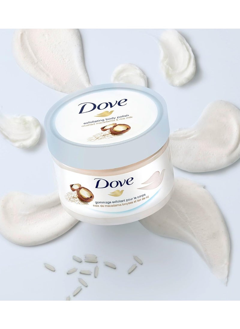 Dove Dove Exfoliating Body Scrub With Crushed Macadamia And Rice Milk Scent 225 ml  - Image 2