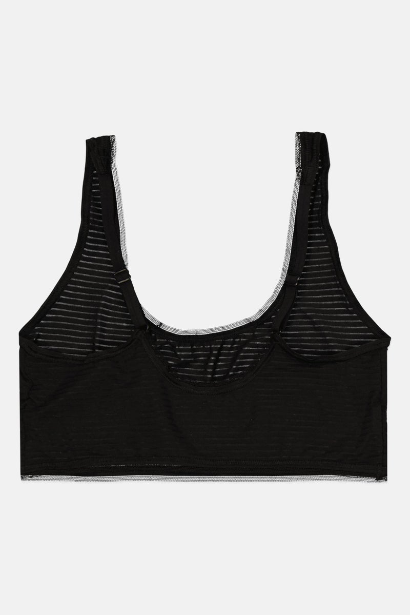 sloggi Women Striped Non Padded Ever Fresh Plus Top Bra, Black - Image 2