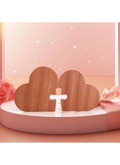 Anywin Anywin Wooden Hearts for Crafts, Gifts for Father, Wood Cross Craft for Table Desk Shelf Decoration, 2Pcs Wood Art Sign Gifts for Inspirational, Religious, Christian Gifts for Men Women Friends  - Image 5