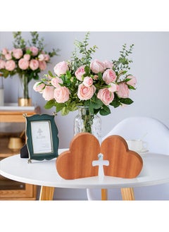 Anywin Anywin Wooden Hearts for Crafts, Gifts for Father, Wood Cross Craft for Table Desk Shelf Decoration, 2Pcs Wood Art Sign Gifts for Inspirational, Religious, Christian Gifts for Men Women Friends  - Image 4
