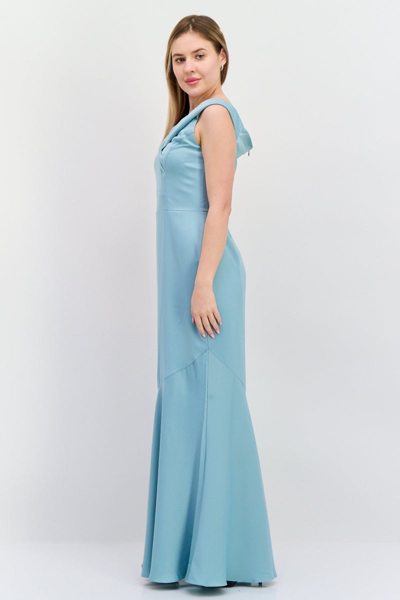 Oasis Women Plain Casual Maxi Dress, Sage Blue - Image 3