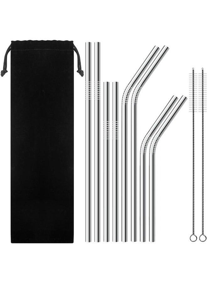 Homify 8 Pack Reusable Stainless Steel Metal Straws with Cleaning Brush, Long Straight Bent Metal Straw for Tumbler & Coffee Mug Suitable for 30 oz and 20 oz Stanley Cup - Image 1